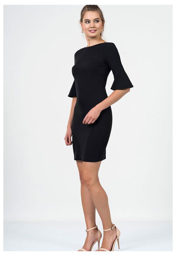 Zibi London Exclusive Ironi Collection Flute Sleeve Shift Dress In Black