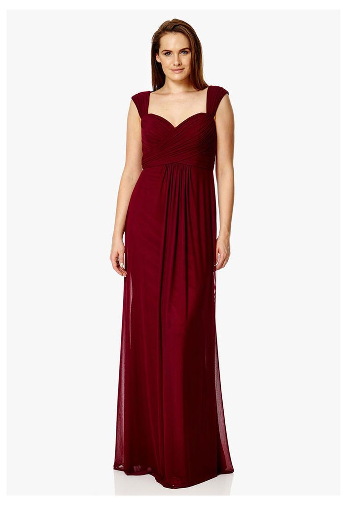 Dynasty London Anthea Lace Detail Maxi Dress in Burgundy