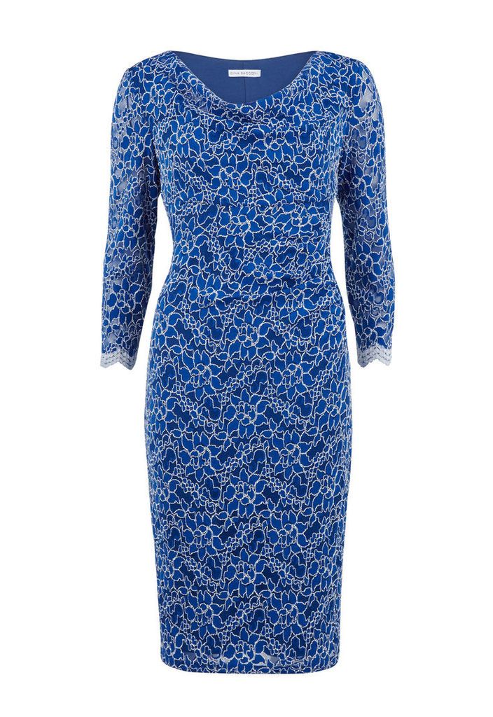 Gina Bacconi Lace Dress with Cowl Neck