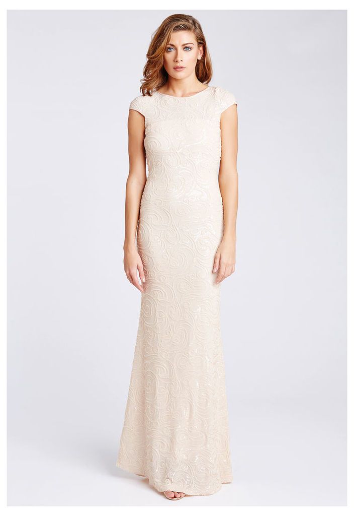 D.Anna Nude Sequin Embellished Maxi Dress