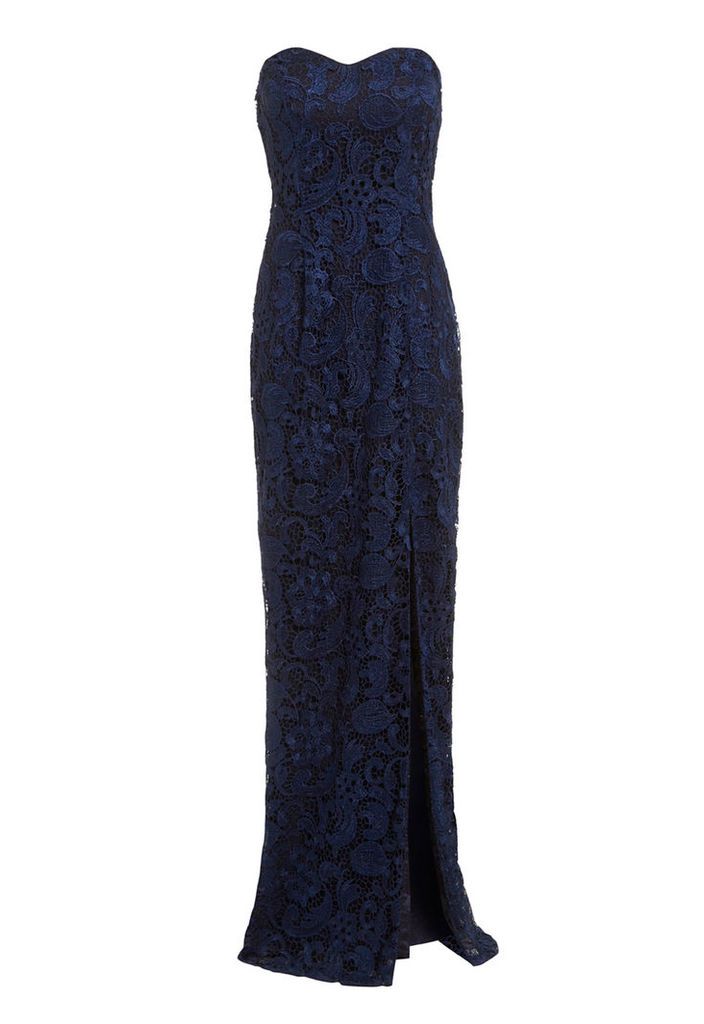 D.Anna Sweetheart Lace Maxi Dress in Navy