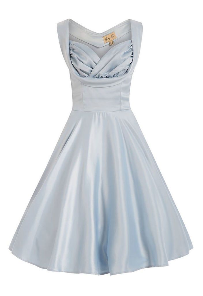 Lindy Bop Ophelia Satin Dress in Baby Blue