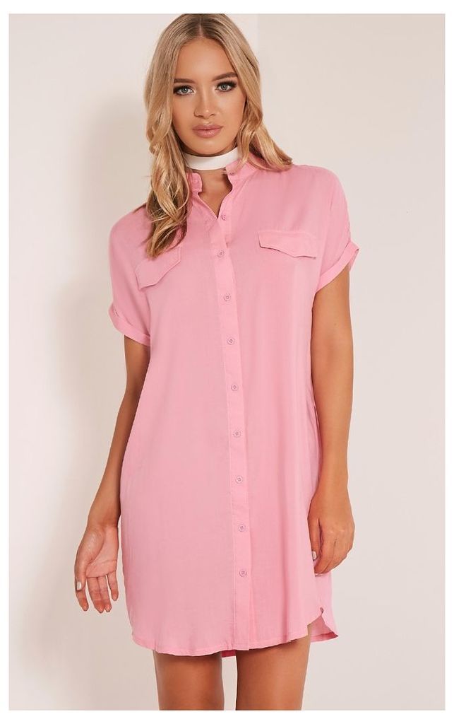 Valeria Candy Pink Cap Sleeve Shirt Dress, Pink