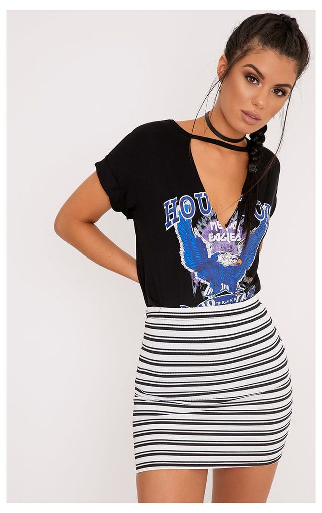 Brunela Monochrome Stripe Textured Mini Skirt