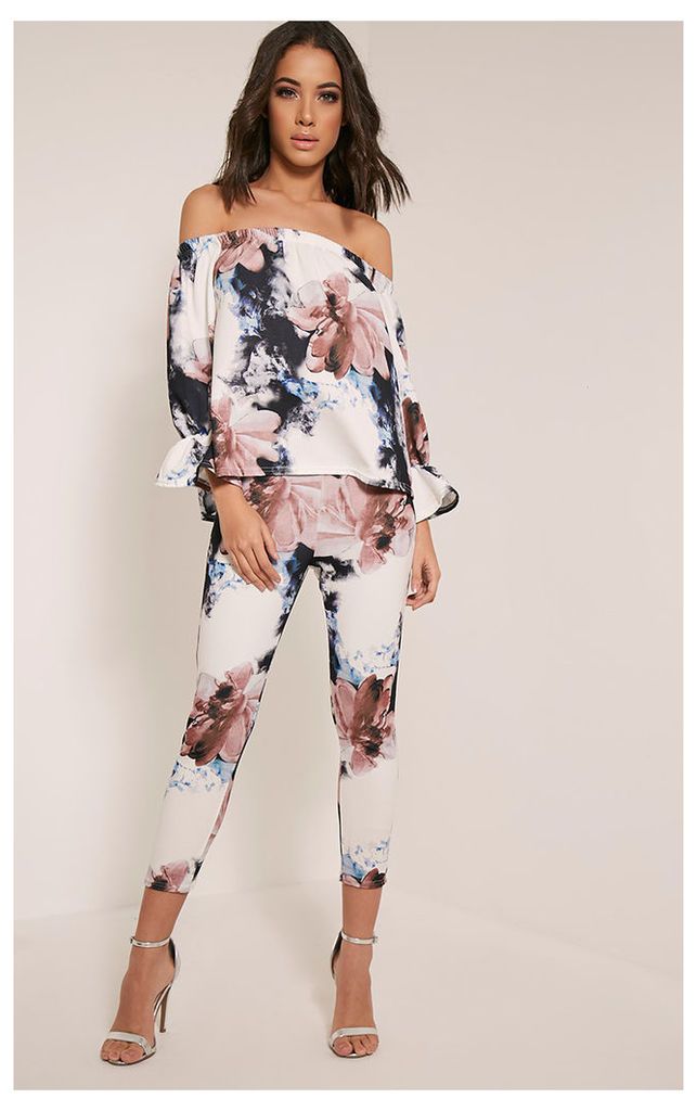 Natillia Navy Floral Cropped Trousers