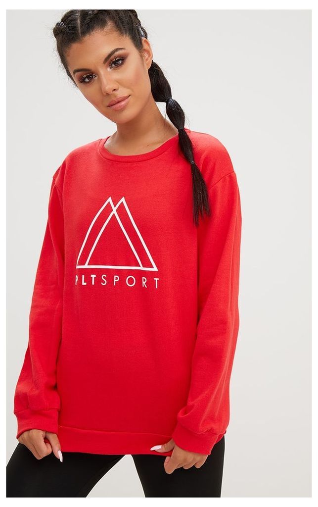 PLT Red Sport Loop Back Sweatshirt, Red