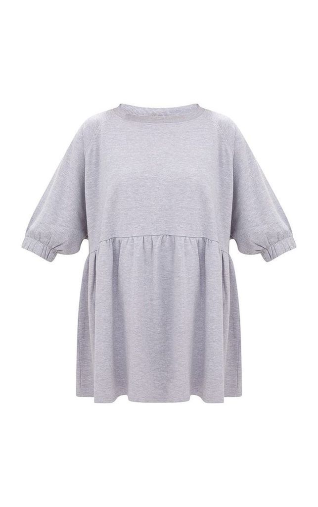 Grey Marl Smock Sweater Dress, Grey