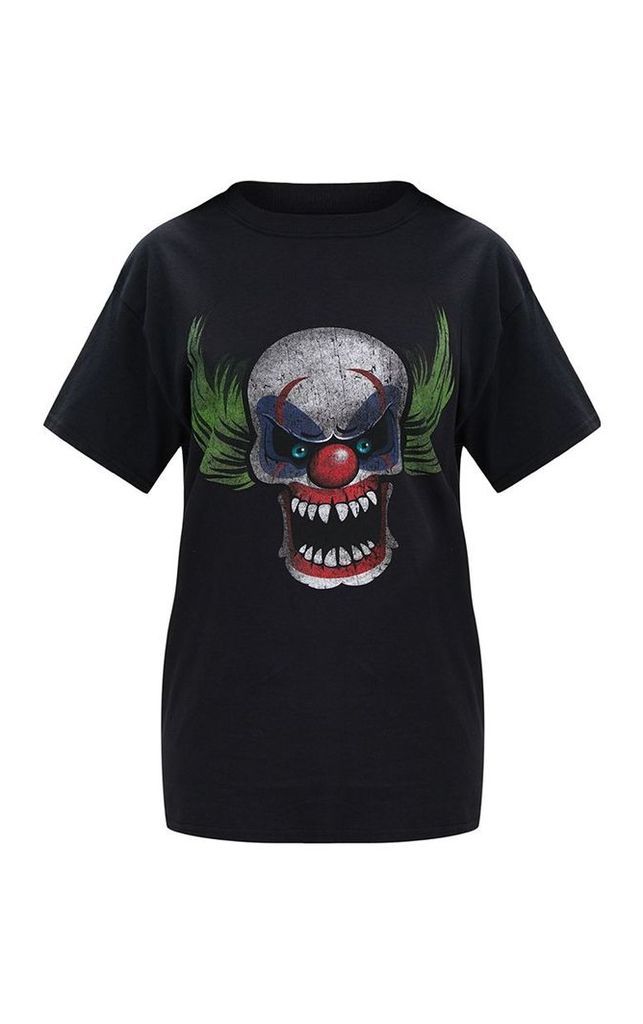 Scary Clown Black Print T Shirt, Black