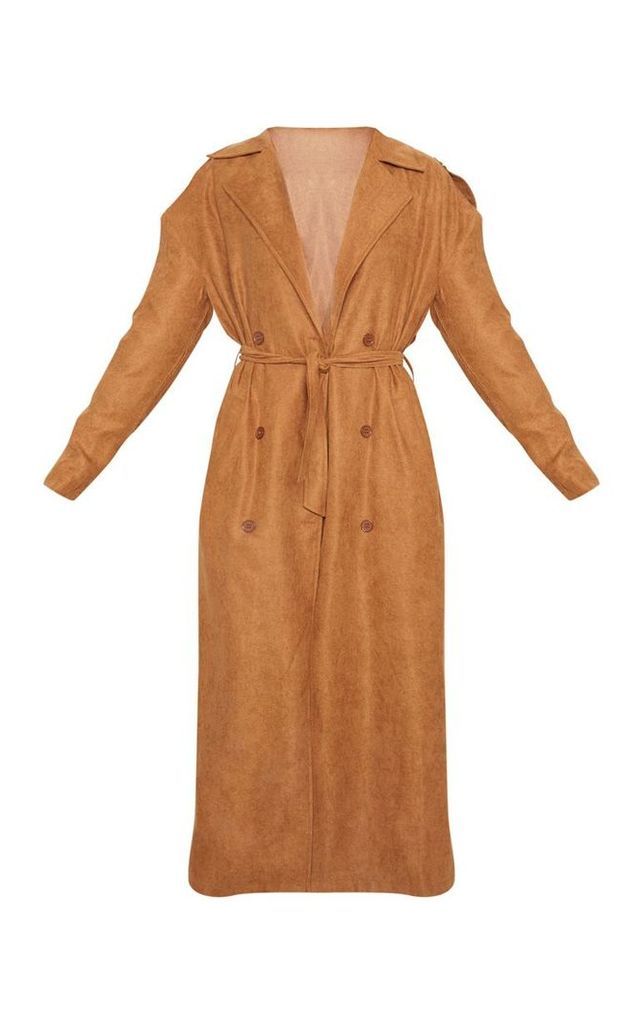 Tan Cord Belted Trench, Brown