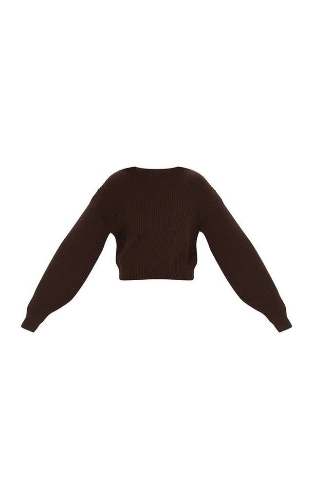 Chocolate Wide Sleeve Knitted Jumper, Chocolate