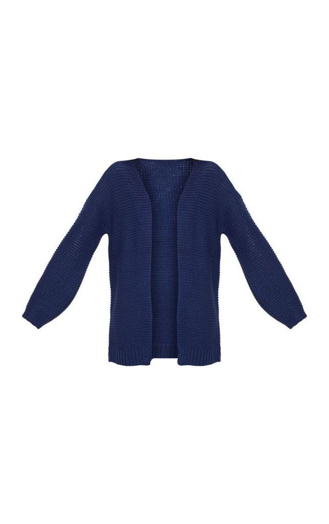 Navy Chunky Knitted Cardigan, Blue