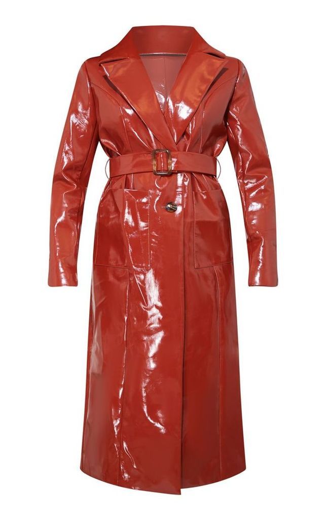 Toffee Vinyl Trench Coat, Toffee
