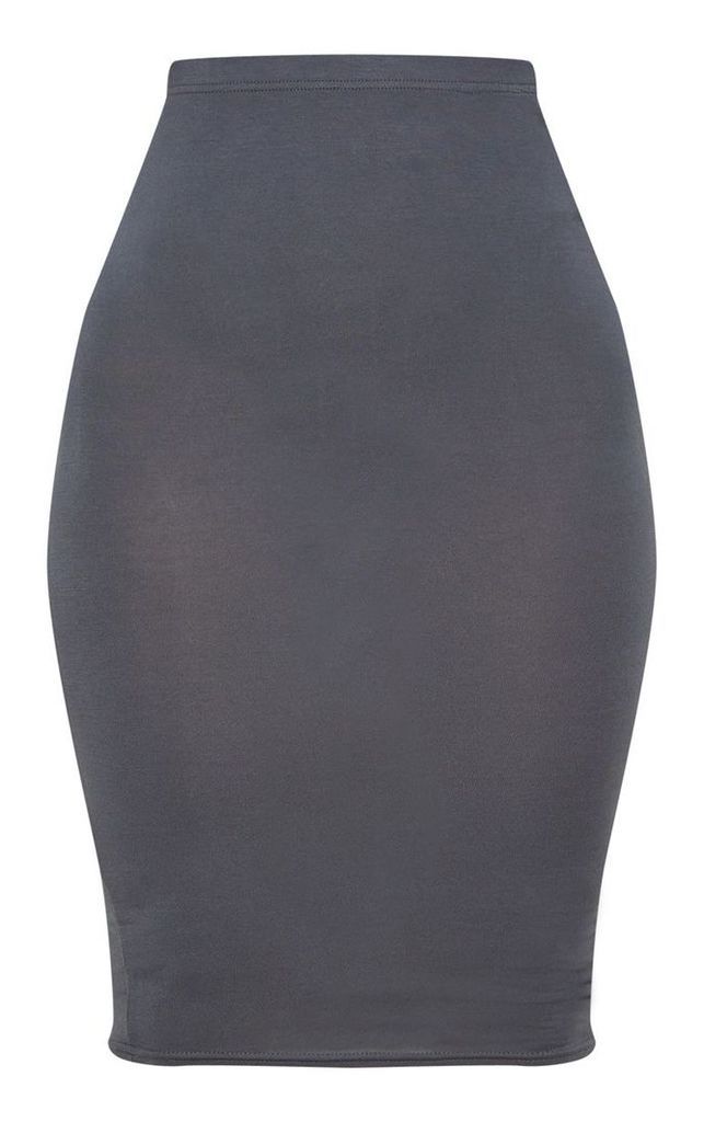 Charcoal Grey Basic Midi Skirt, Charcoal Grey