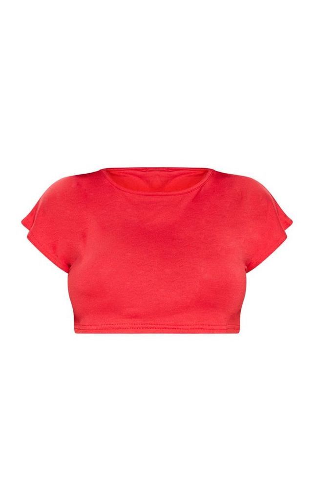 Shape Red Jersey Extreme Crop T-Shirt, Red