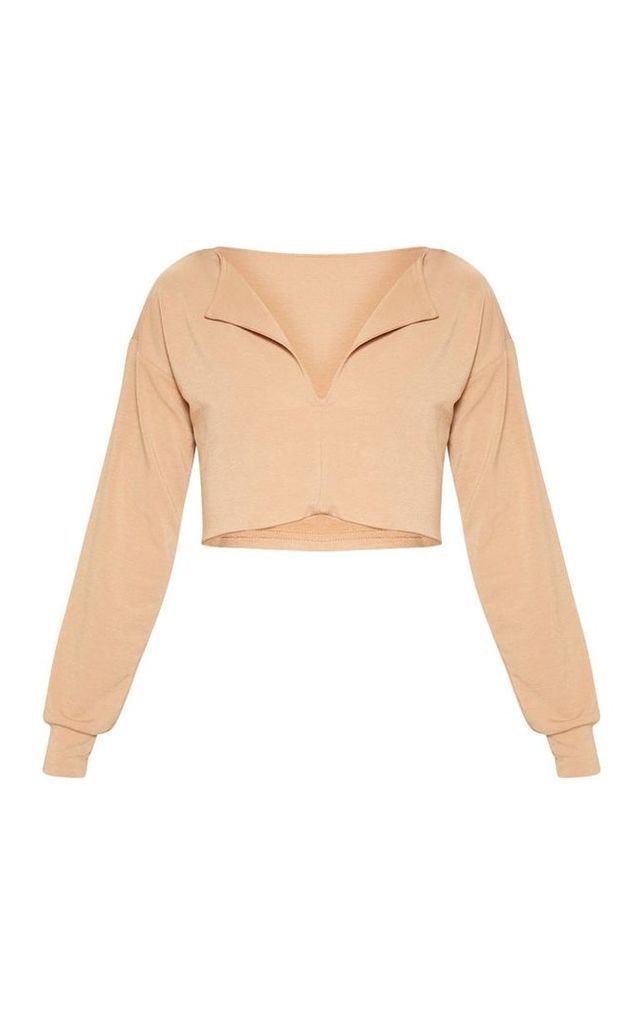 Sand Cut Out Crop Sweater, Sand