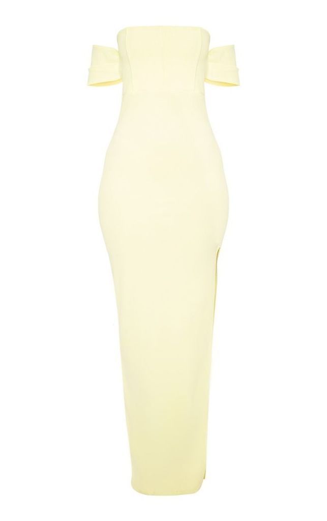 Light Lime Bardot Split Leg Maxi Dress, Light Lime