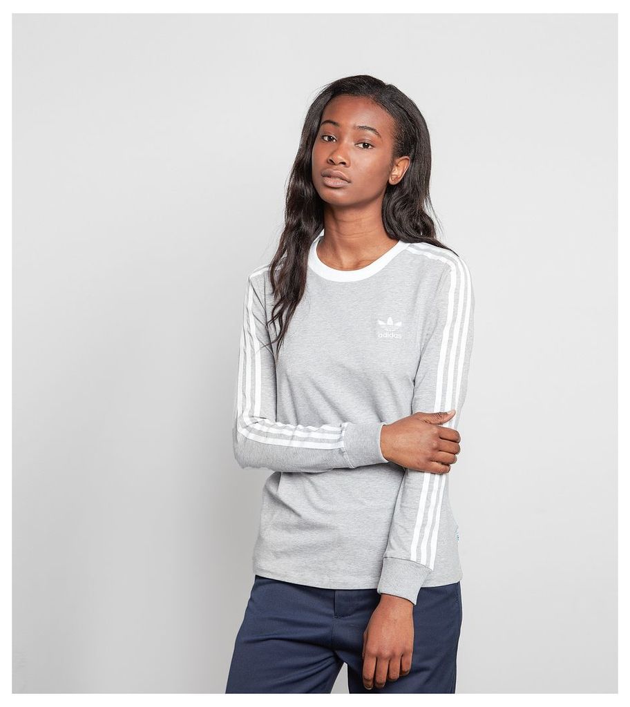 adidas Originals 3 Stripe Long-Sleeved T-Shirt, Grey