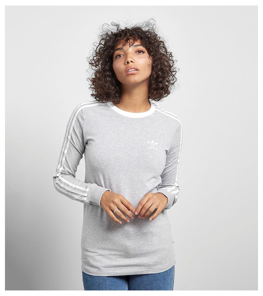 adidas Originals 3 Stripe Long-Sleeved T-Shirt, Grey