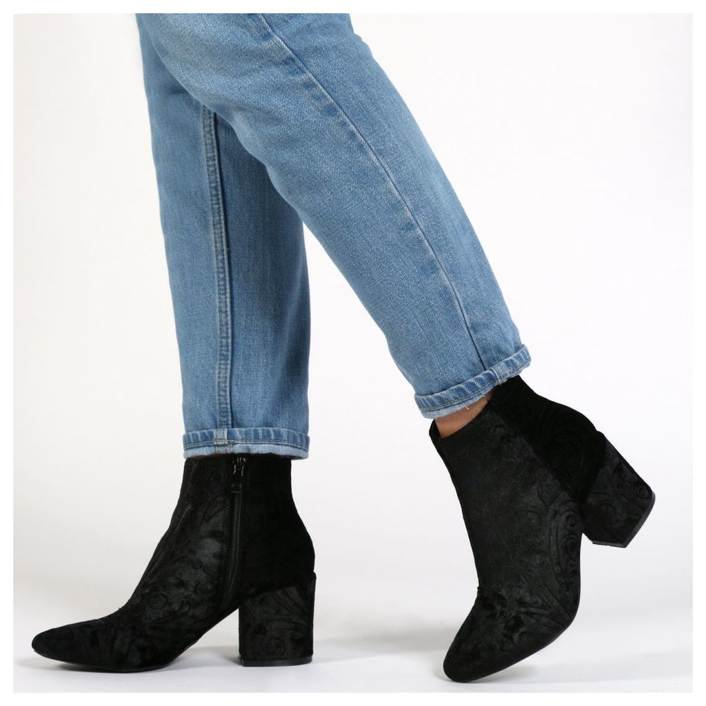 Malika Ankle Boots In Black Printed Velvet