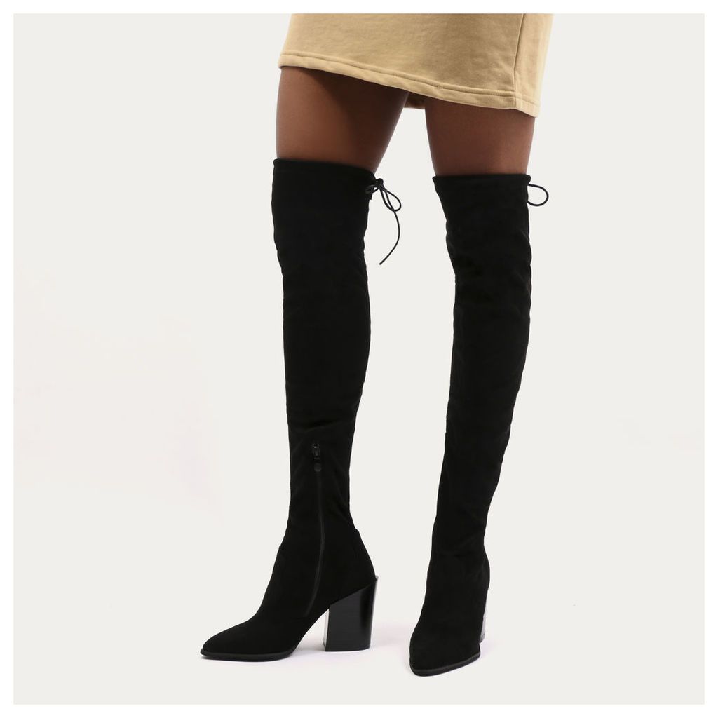 Sydney Western Style Long Boots  Faux Suede, Black