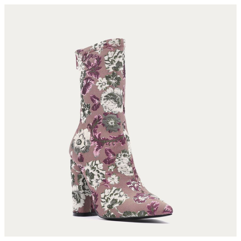 Cupid Floral Pointed Toe Ankle Boots, Pink