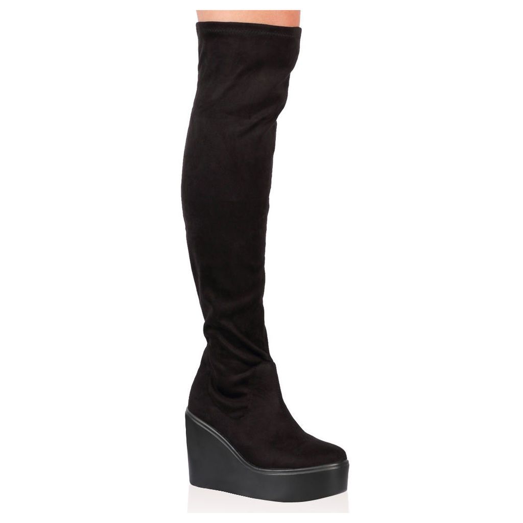 Sana Over The Knee Boots  Faux Suede, Black