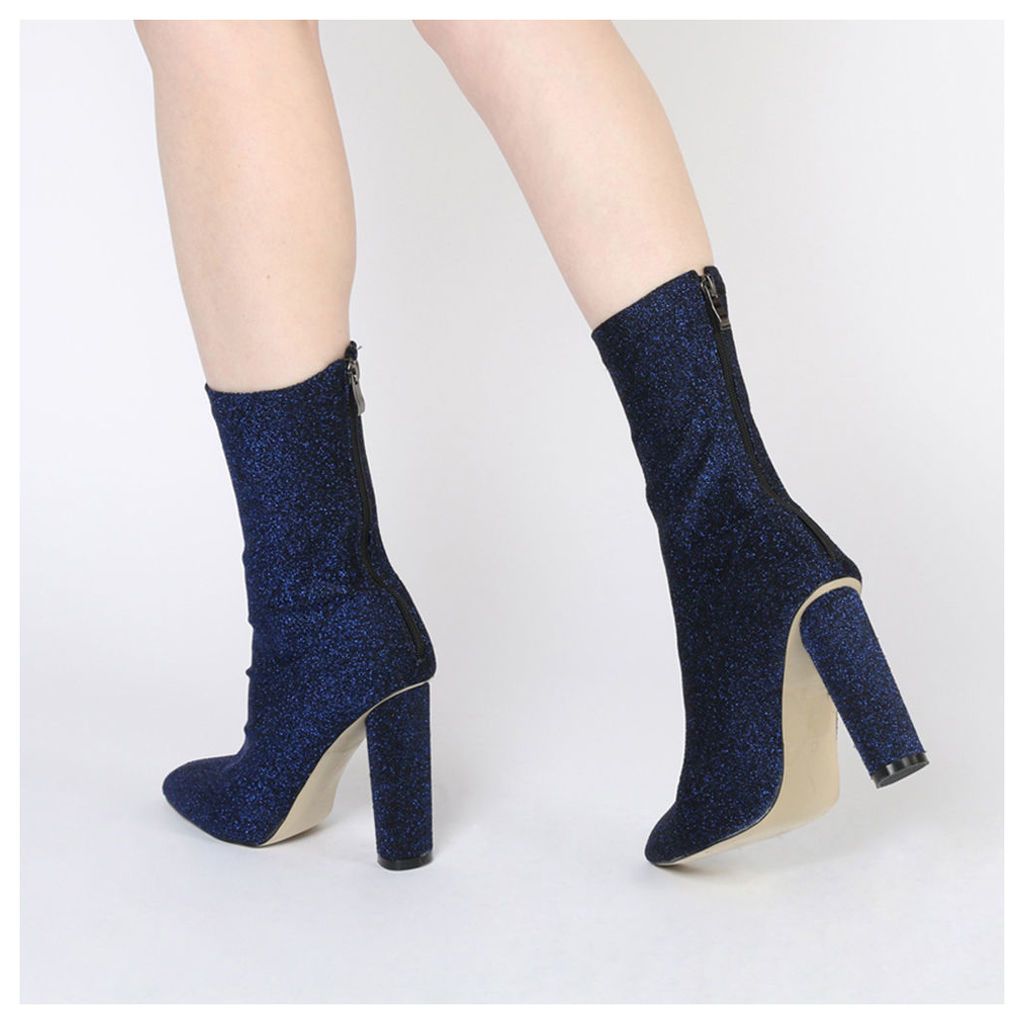 Emily Sock Fit Knitted Boot  Shimmer, Blue