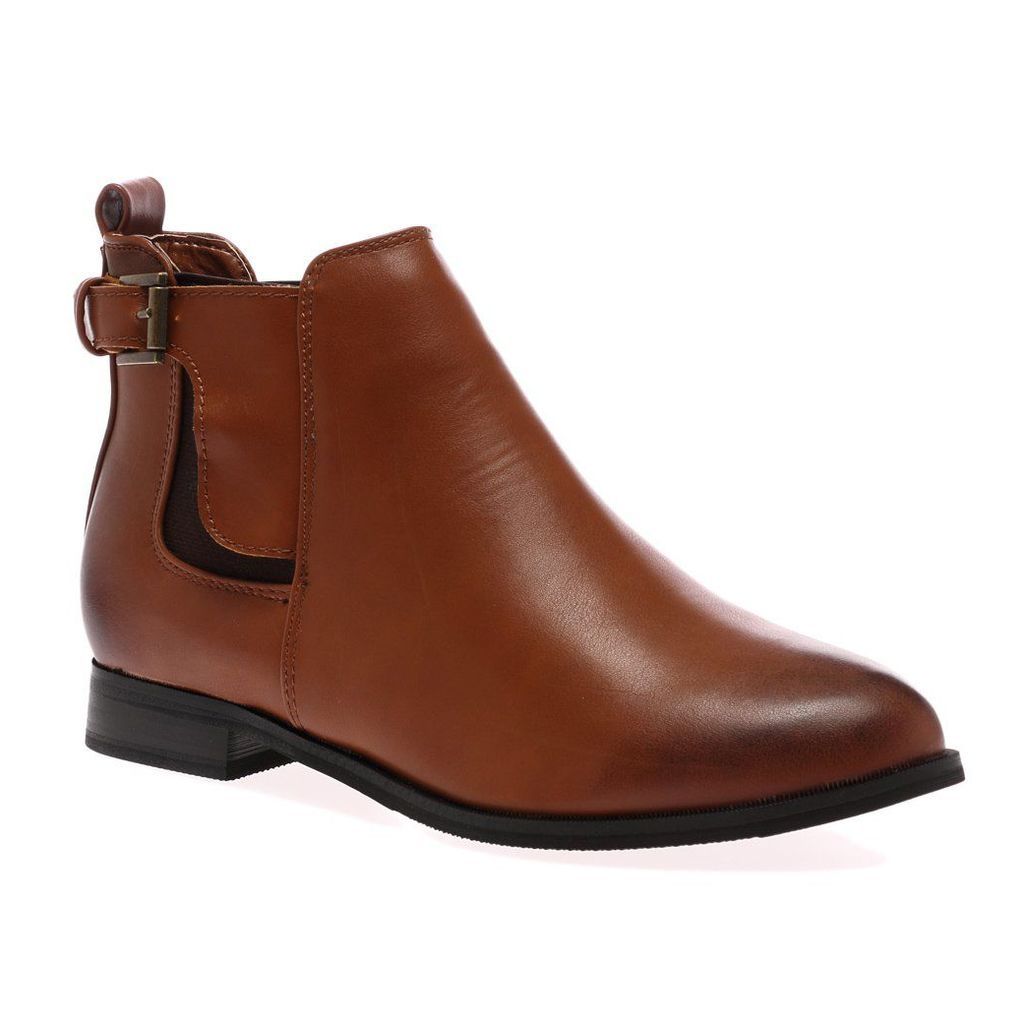 Mila  Buckle Chelsea Boots, Brown