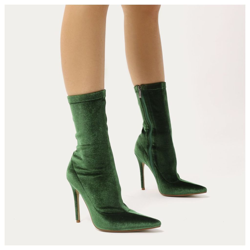 Direct Pointy Sock Boots  Velvet, Green