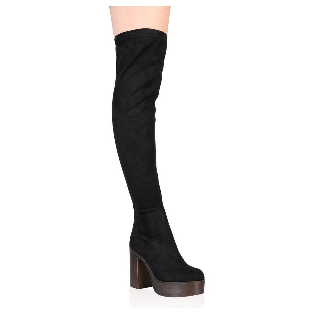 Patricia Over the Knee Boots  Faux Suede, Black