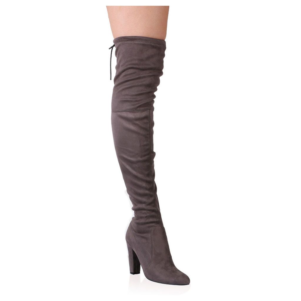 Janine Over the Knee Boots  Faux Suede, Grey
