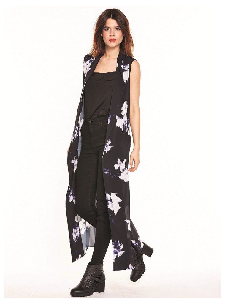 SLEEVLESS MAXI SHIRT WITH FLORAL PATTERN  - M - L (12-14UK)