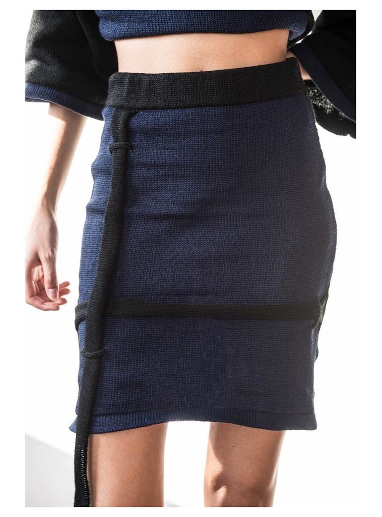 NAVY AND BLACK SKIRT WITH STRAPS - Large