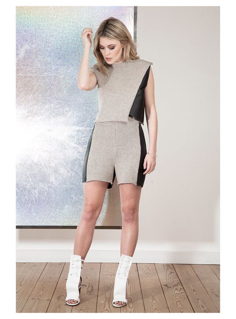 Lita Leather and Knit Shorts - Medium