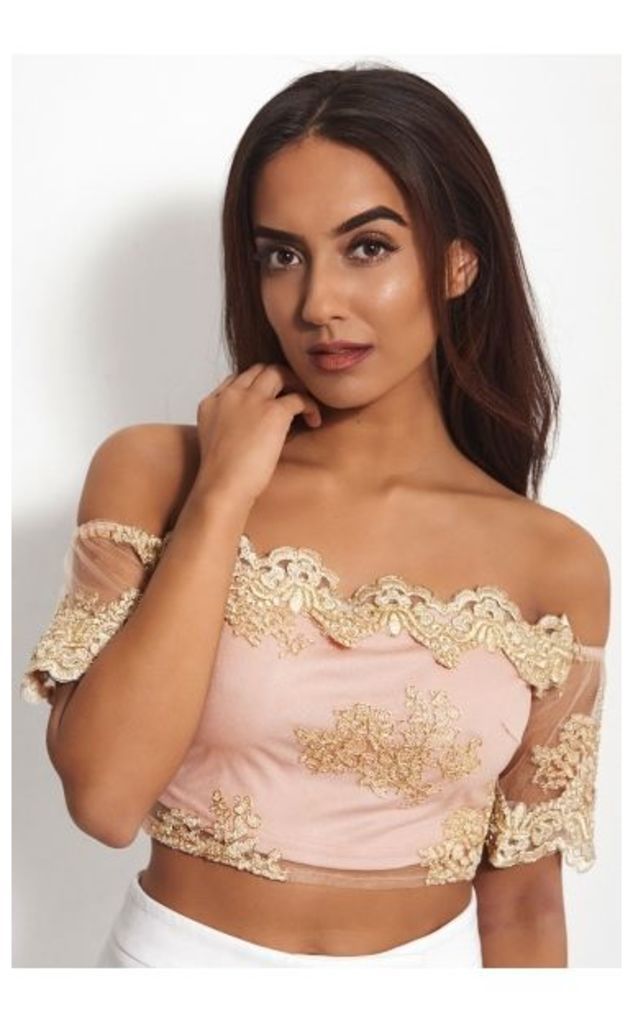 Polly Nude Lace Crop Top