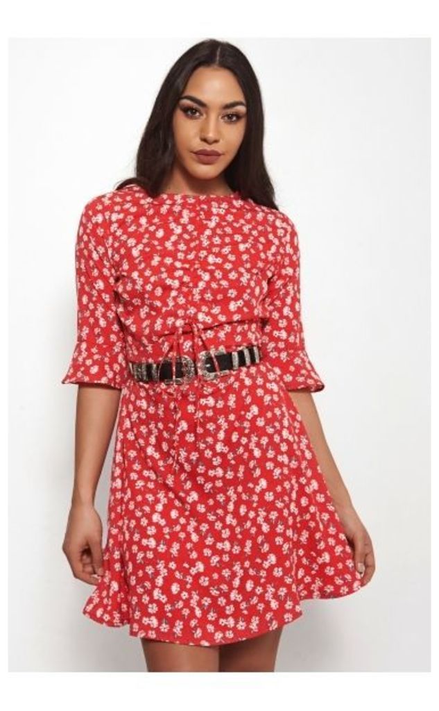Poppy Red Floral Dress
