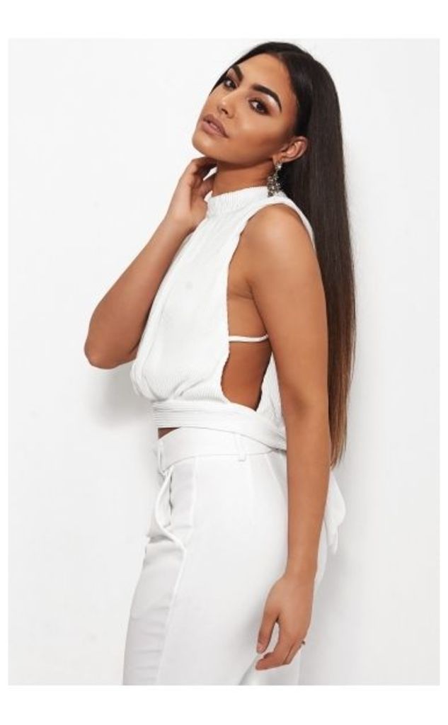 Dion White Tie Back Top