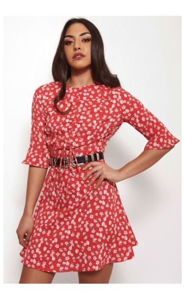 Poppy Red Floral Dress