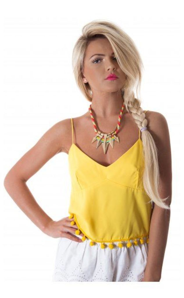 Siesta Pom Camisole Top In Yellow