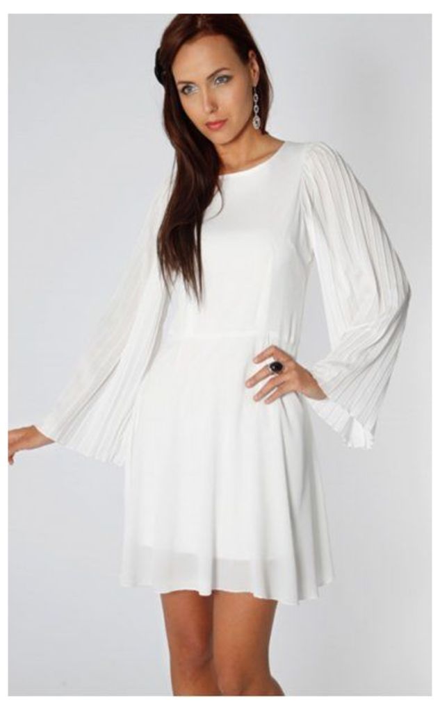 Mollie Low Back Flared Cocktail Dress In White