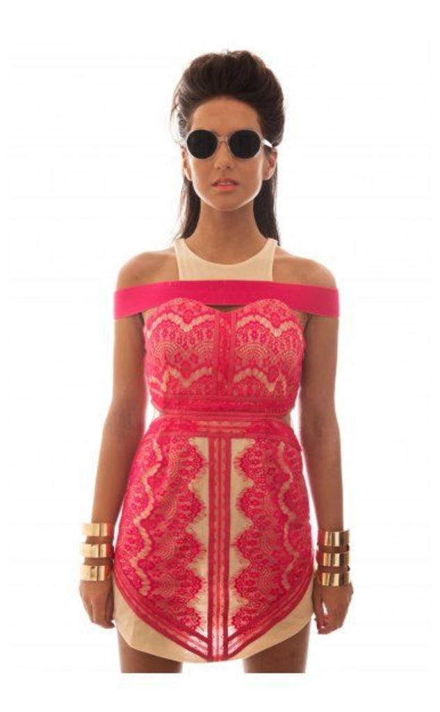 LUXE Pink Lace Smoulder Mini Dress