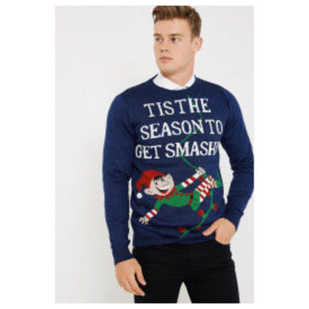 Brand Attic Get Smashed Christmas Jumper - Blue