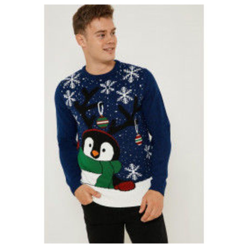 Brand Attic Peeping Reindeer Christmas Jumper - Blue