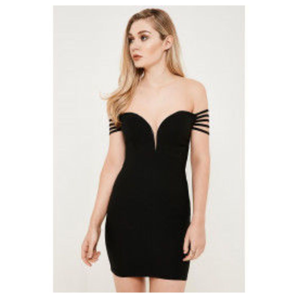 Rare London Strap Bardot Mini Dress - Black