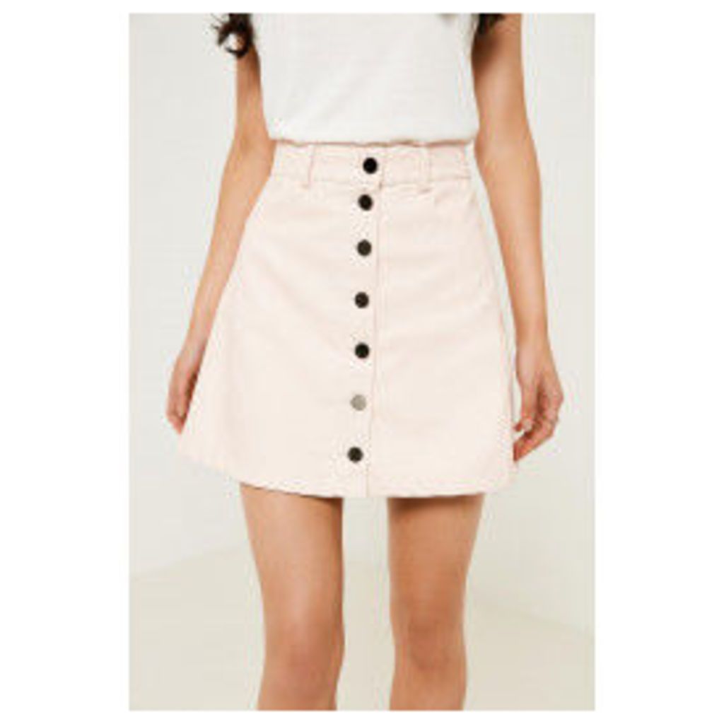 Brand Attic A-Line Button PU Skirt - Pink