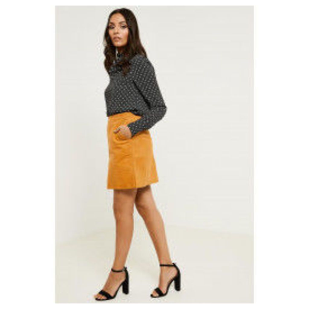 Fashion Union Cord Style A-line Skirt - Yellow