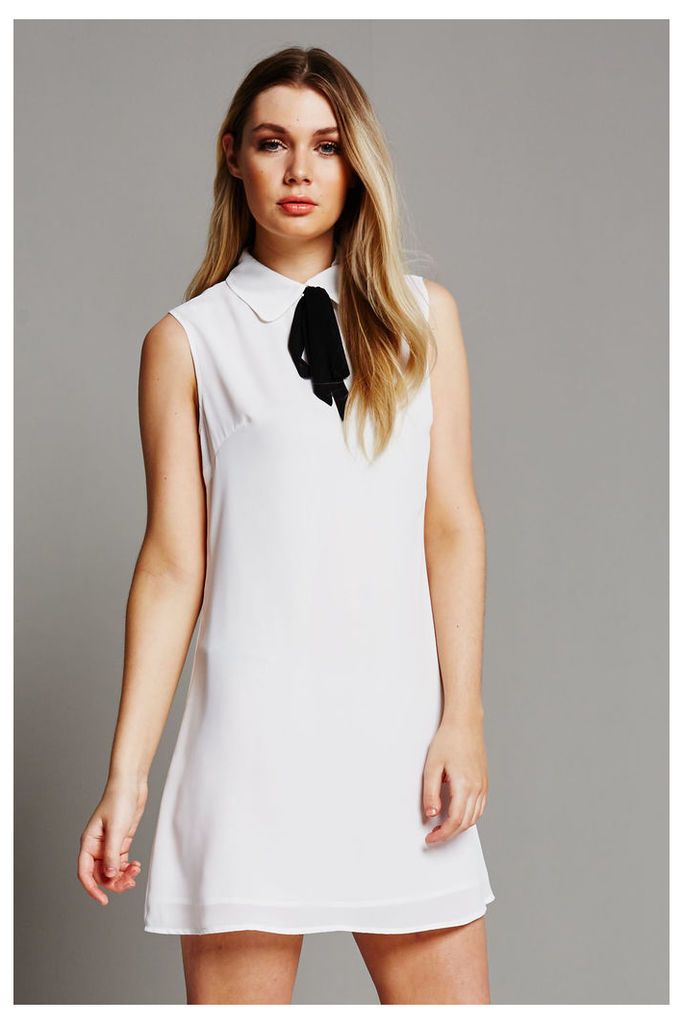 Fashion Union Tie Detail Sleeveless Dress - White