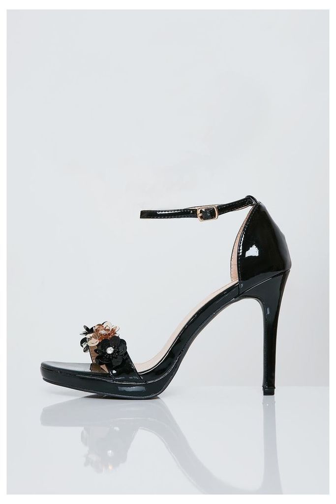 Brand Attic Floral Embellished Heels - Black