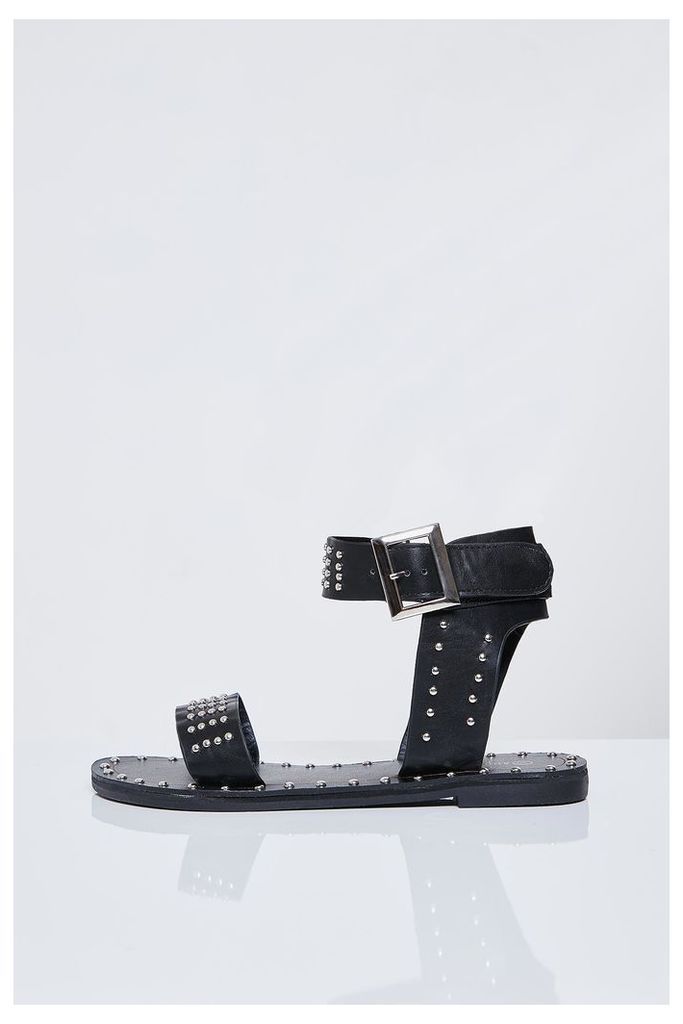 Brand Attic Studded Ankle Strap Sandals - Black