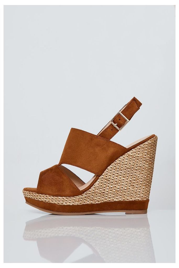 Brand Attic Faux Suede Espadrille Wedges - Brown